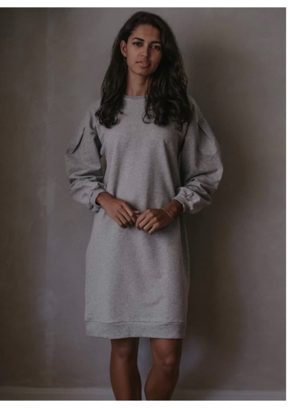 NEW The Simple Folk 4 Organic Cotton Stretch Gray The Oversized Sweater Dress